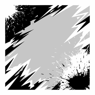 Abstract grunge frame with jagged lines and ink splatters.