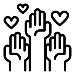 Helping Hands with Hearts Icon