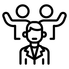 Teamwork Icon Person Supported by Two
