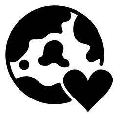 Global Love Earth Icon with Heart