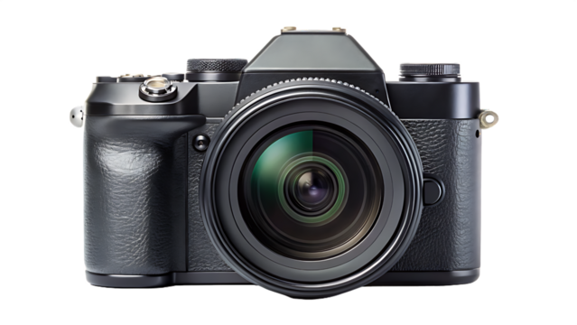 Modern digital camera isolated on transparent background for capturing memories