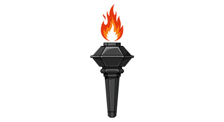 Cartoon Torch with Bright Orange Flame Illustration.