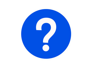 White question mark inside a blue circle, isolated on transparent background