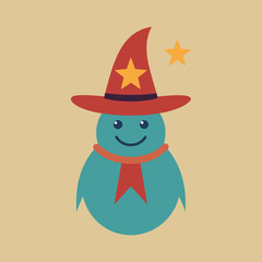 Vintage Smiling Wizard Mascot Simple Vector Illustration