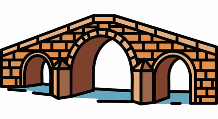 Fototapeta premium Stone bridge with arches over water, architectural structure.