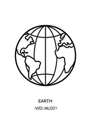 Simple, outline globe graphic on black background