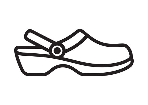 black and white clog shoe icon clip art preview