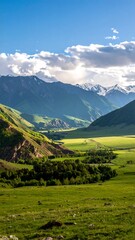 Obraz premium Mountain valley landscape at dawn