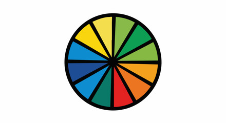 Obraz premium Colorful wheel with segments representing different colors and hues.