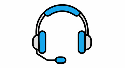 Blue and black headset with microphone for communication and support.