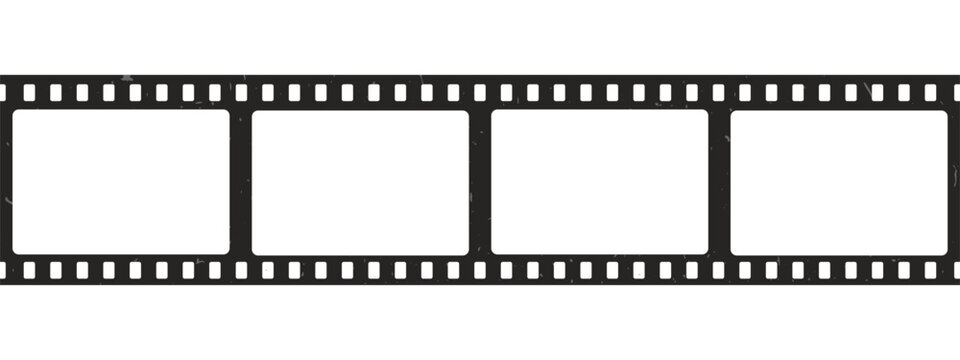 Naklejki Film strip frame. Classic retro movie reel border and empty photo tape template.