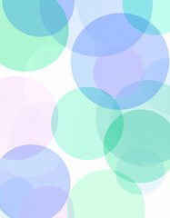 Overlapping Pastel Circles with Blue Green and Purple Hues on White Background