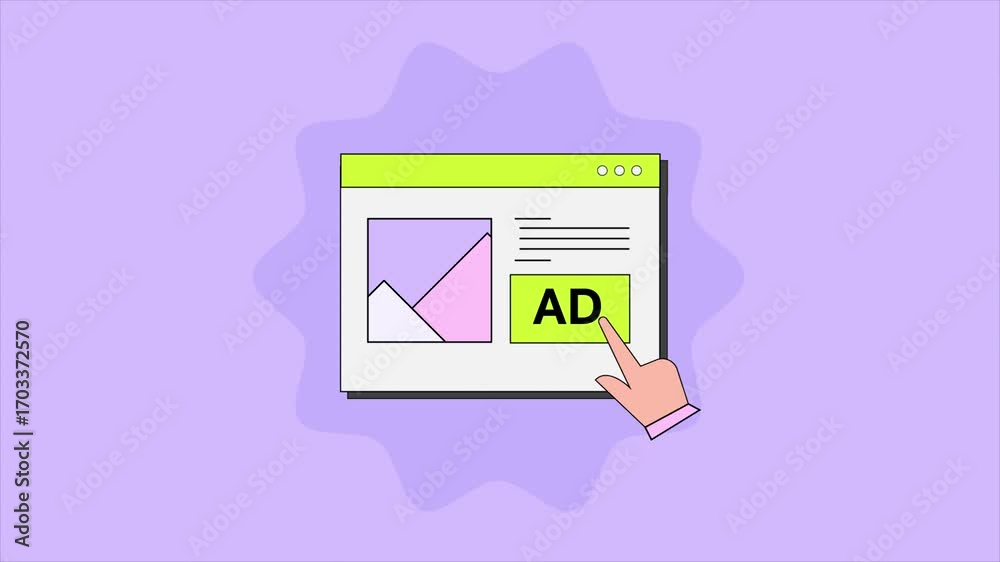 Wall mural business running advertising on ad network, audience clicking on website ads and ad network sending 