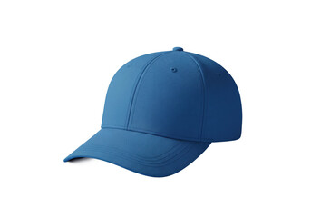 Fototapeta premium A simple blue blank baseball cap, isolated on a transparent background.