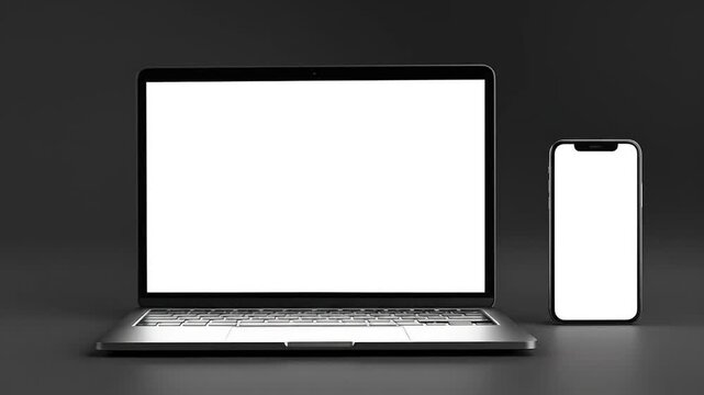 Modern Devices Showcase: Laptop and Smartphone Against a Dark Backdrop