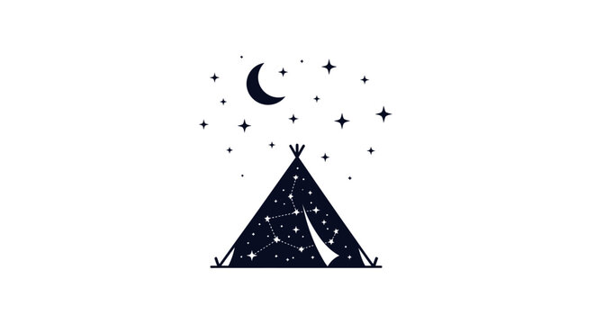 Celestial camping scene with starry teepee design perfect for outdoor enthusiasts and dreamers