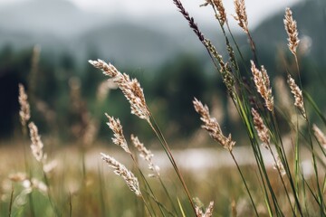 Nature grass meadow close-up background wallpaper with copy space