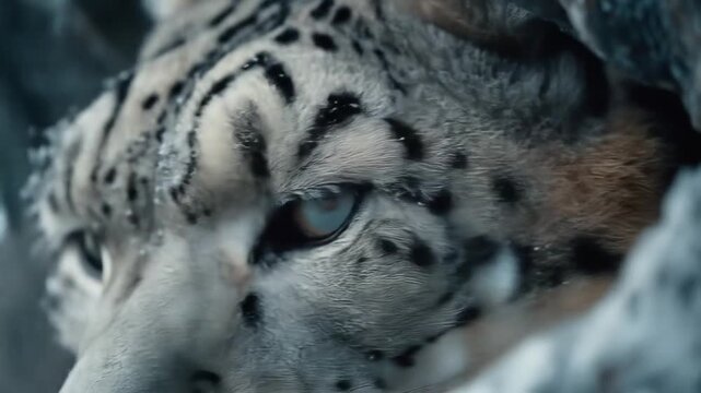 Closeup snow leopard face