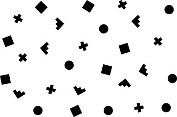 Pattern. Seamless memphis geometric graphic pattern 80s-90s styles on white background. Colorful pattern with different shapes objects. Wrapping paper, background, wallpaper. Illustration