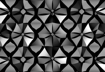 Abstract seamless geometric black and white vector pattern  Tessellated shapes, monochrome, minimalist design,  monochrome,  element