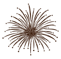 Brown fireworks burst illustration depicting celebration and festive holiday occasions