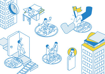 転職に関するイラストセット　はんこver