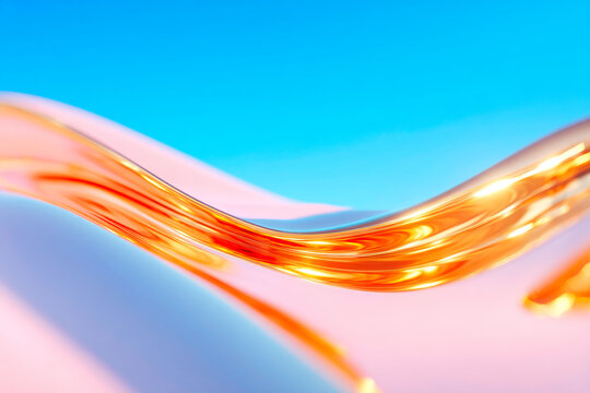 A sleek abstract image of a golden amorphous form with a smooth reflection