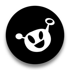 black and white illustration of alien icon