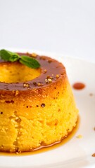 Creamy custard dessert on plate