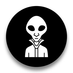 black and white illustration of alien icon