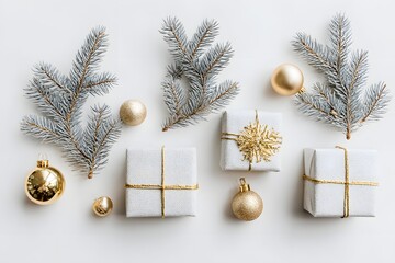Festive Christmas Decor with Gifts and Ornaments