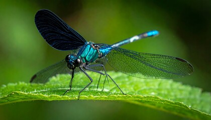 Close-up dragonfly on leaf