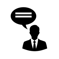 Silhouette of a businessman with a speech bubble