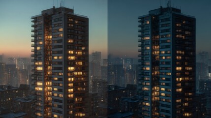 Modern building dusk cityscape