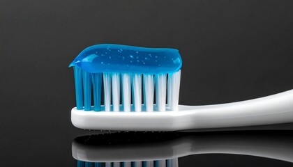 Toothbrush with bright blue toothpaste