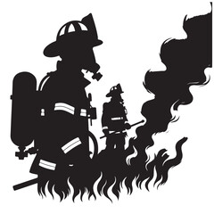 Silhouette vector illustration of temple and fire design