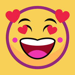 Smiling emoji with red heart eyes expressing love affection joy and happiness
