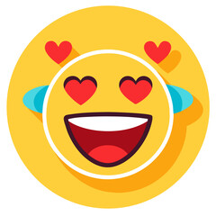 Smiling emoji with red heart eyes expressing love affection joy and happiness
