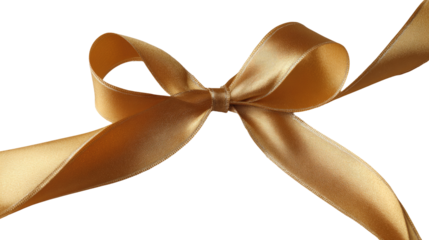 Golden satin ribbon bow, close-up