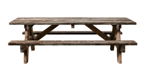 Rustic wooden picnic table