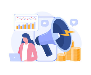 social media marketing, digital, video marketing, endorsement, internet marketing, endorse, e-commerce, business concept, startup, flat illustration vector	
