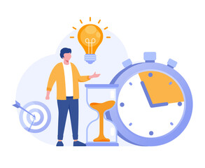 Business time management, deadline concept, planner, flat vector illustration banner	