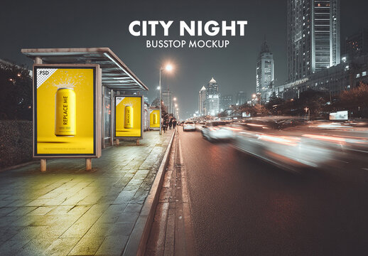 City bus stop advertisement mockup
