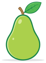 Green pear fruit with leaf vector illustration isolated simple fresh healthy