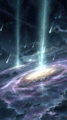 Cosmic Galaxy Explosion in Deep Space