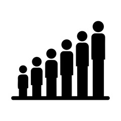 Black silhouette icons of population growth chart creative vector design