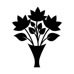 Blooming bouquet silhouette vector icon floral design illustration with white background