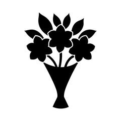 Flower bouquet silhouette icon elegant floral vector artwork with white background