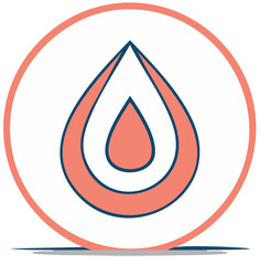 Abstract water drop emblem in a circle, color illustration for conservation, nature, sustainability concepts.