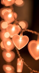 Warm orange heart shaped lights create a romantic and cozy ambiance